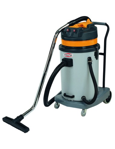 ASPIRADOR PROFUL, CON TRES MOTORES, 70 LTS. CAPACIDAD TANQUE PLÁSTICO.